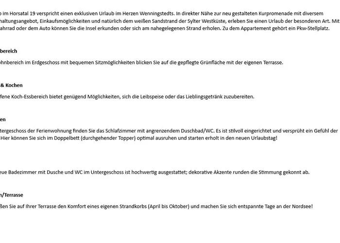 Horsatal 19, App 3 Apartman Wenningstedt-Braderup (Sylt)